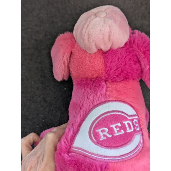 MLB Cincinnati Reds Embroidered 8" Pink Plush Puppy Dog Stuffed Toy - Picture 9 of 9